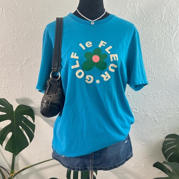 Golf Le Fleur Blue Floral Tee - Picture 1 of 8